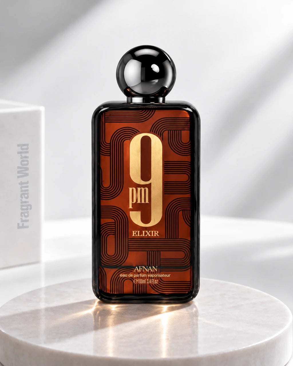 Afnan 9PM ELIXIR | Recreate @visual reference 1 exactly as it is but my fragrance instead of the one in it, very naturally.