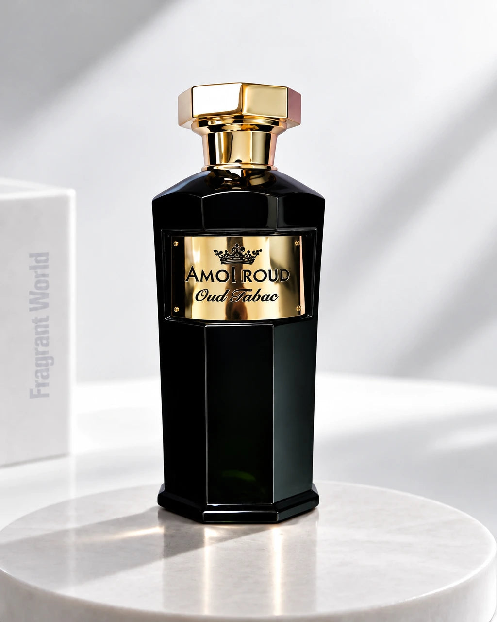 Amoroud OUD TABAC | Recreate @visual reference 1 exactly as it is but my fragrance instead of the one in it, very naturally.
