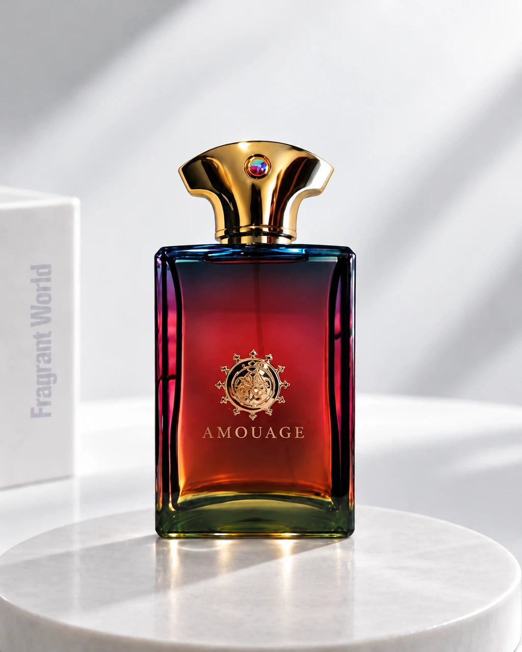 Amouage IMITATION MAN | Recreate @visual reference 1 exactly as it is but my fragrance instead of the one in it, very naturally.