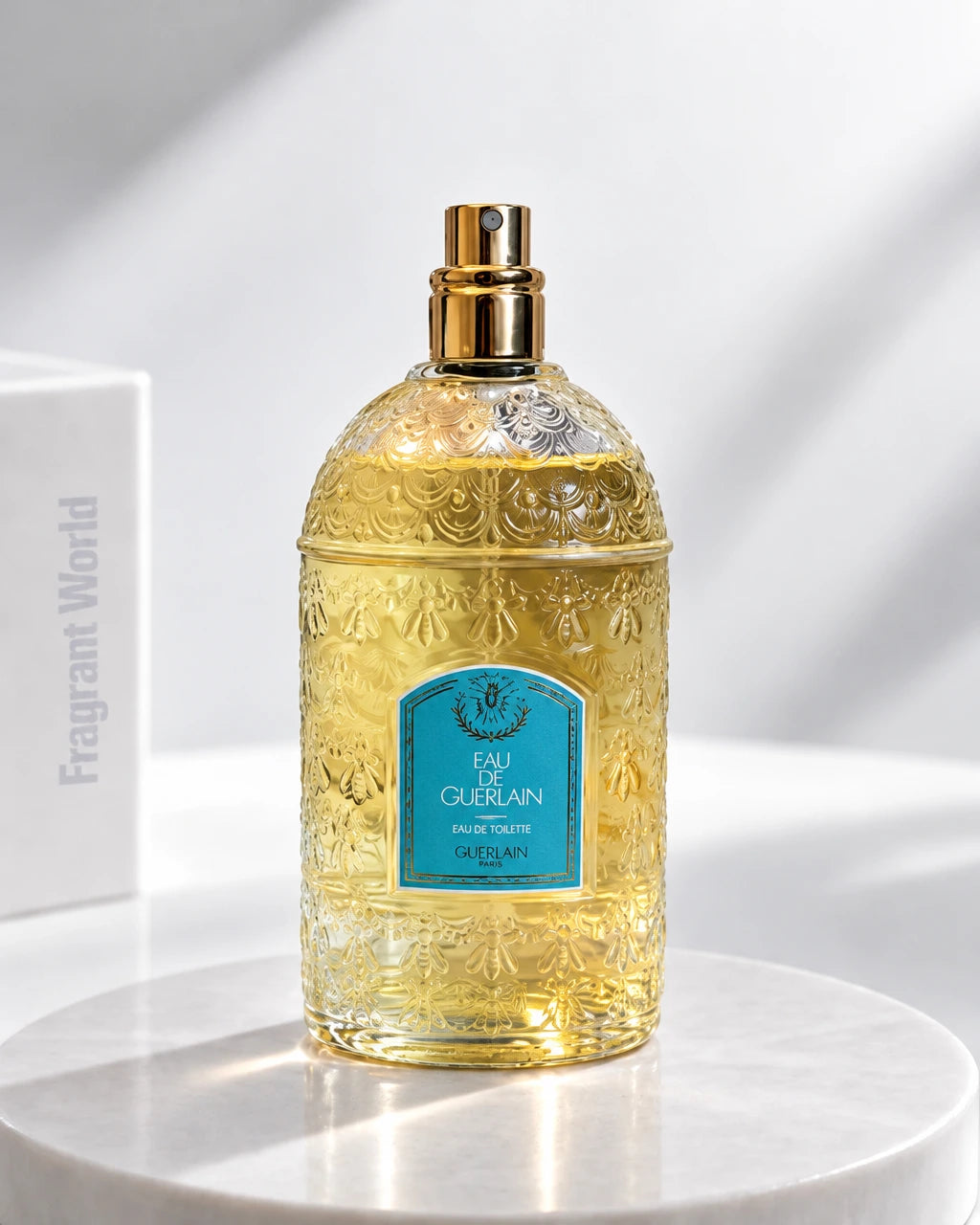 Guerlain EAU DE GUERLAIN Eau de Toilette | Recreate @visual reference 2 exactly as it is but my fragrance instead of the one in it, very naturally.