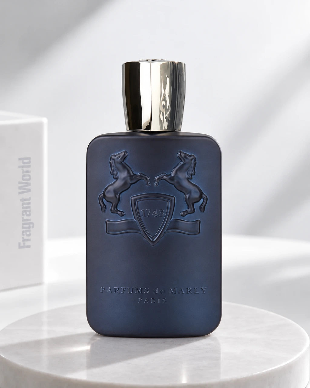 Parfums de Marly LAYTON | Recreate @visual reference 2 exactly as it is but my fragrance instead of the one in it, very naturally.