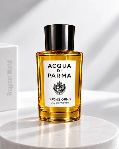 Acqua Di Parma BUONGIORNO | Recreate @visual reference 1 exactly as it is but my fragrance instead of the one in it, very naturally.