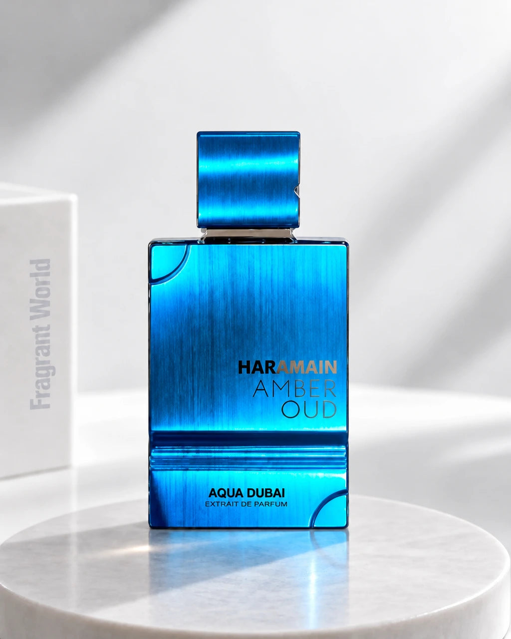 Al Haramain AMBER OUD AQUA DUBAI | Recreate @visual reference 1 exactly as it is but my fragrance instead of the one in it, very naturally.