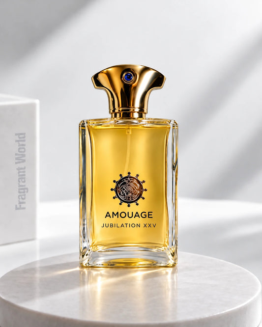 Amouage JUBILATION XXV Man | Recreate @visual reference 1 exactly as it is but my fragrance instead of the one in it, very naturally.