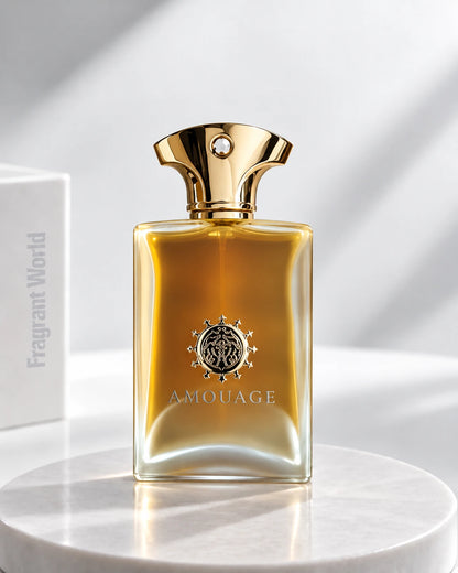 Amouage OVERTURE MAN | Recreate @visual reference 1 exactly as it is but my fragrance instead of the one in it, very naturally.