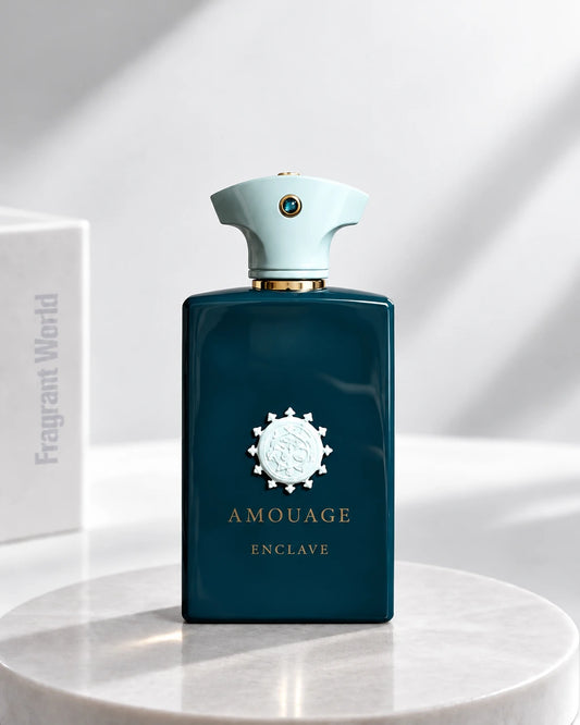 Amouage 'Renaissance Collection' ENCLAVE | Recreate @visual reference 1 exactly as it is but my fragrance instead of the one in it, very naturally.