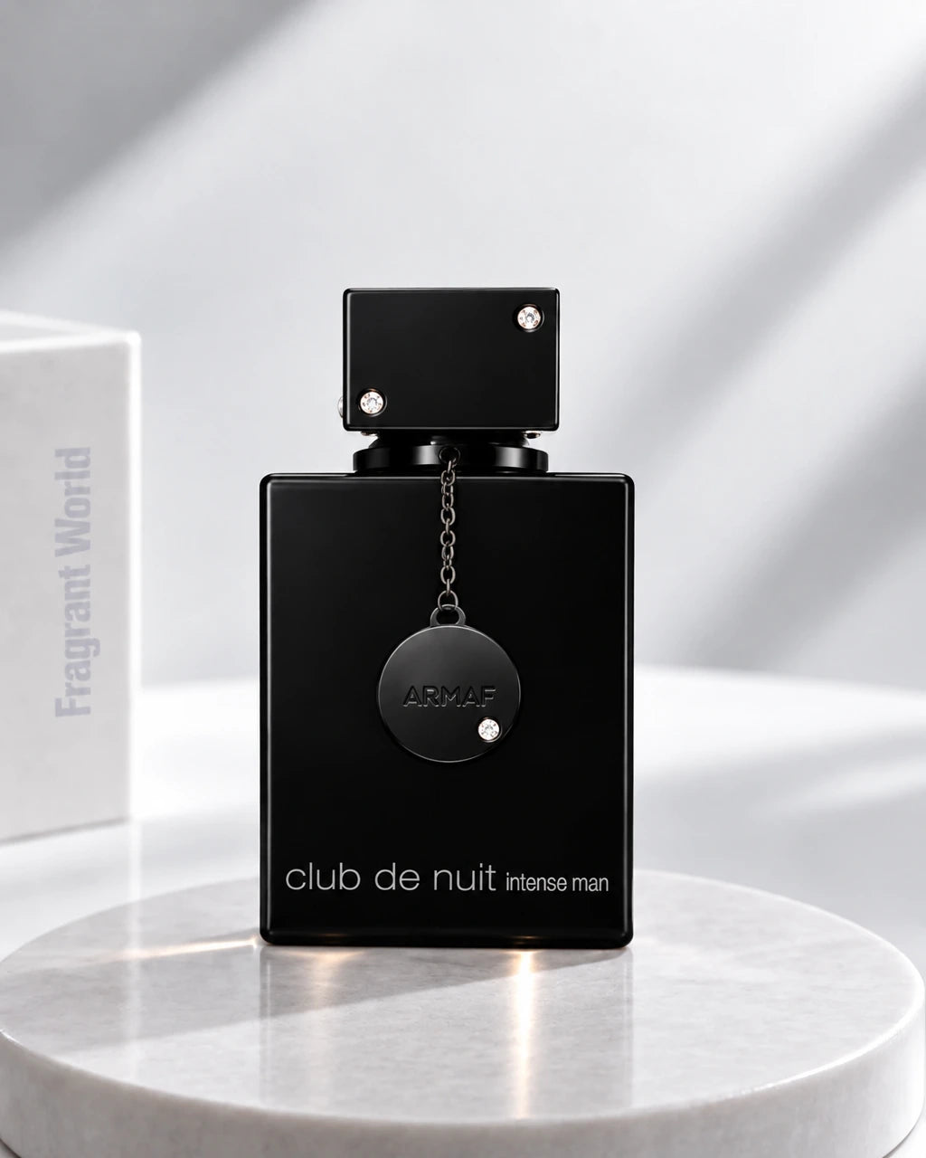 Armaf CLUB DE NUIT INTENSE MAN Parfum | Recreate @visual reference 1 exactly as it is but my fragrance instead of the one in it, very naturally.