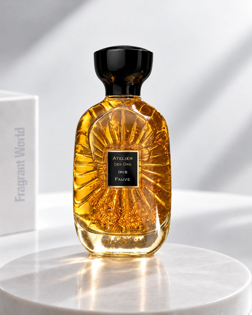 Atelier des Ors  IRIS FAUVE | Recreate @visual reference 1 exactly as it is but my fragrance instead of the one in it, very naturally.