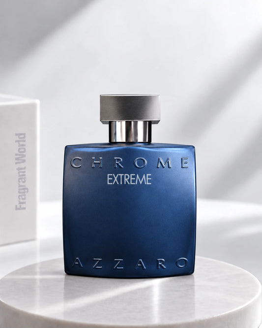 Azzaro CHROME EXTREME | Recreate @visual reference 1 exactly as it is but my fragrance instead of the one in it, very naturally.