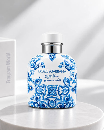 D&G LIGHT BLUE SUMMER VIBES pour Homme | Recreate @visual reference 2 exactly as it is but my fragrance instead of the one in it, very naturally.