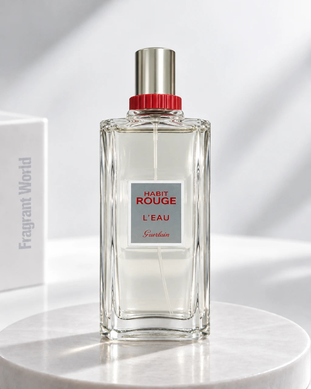 Guerlain HABIT ROUGE L'EAU | Recreate @visual reference 2 exactly as it is but my fragrance instead of the one in it, very naturally.