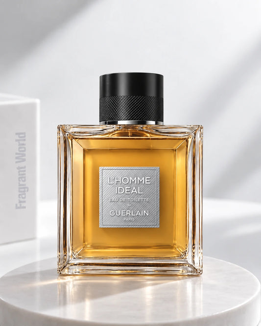 Guerlain L'HOMME IDEAL EDT | Recreate @visual reference 2 exactly as it is but my fragrance instead of the one in it, very naturally.
