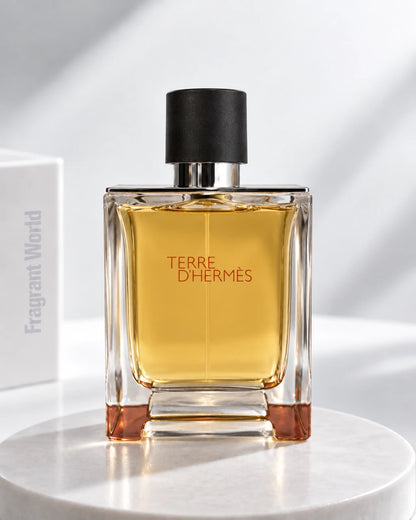 Hermès TERRE D'HERMES Parfum | Recreate @visual reference 2 exactly as it is but my fragrance instead of the one in it, very naturally.