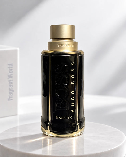 Hugo Boss THE SCENT FOR HIM MAGNETIC | Recreate @visual reference 2 exactly as it is but my fragrance instead of the one in it, very naturally.