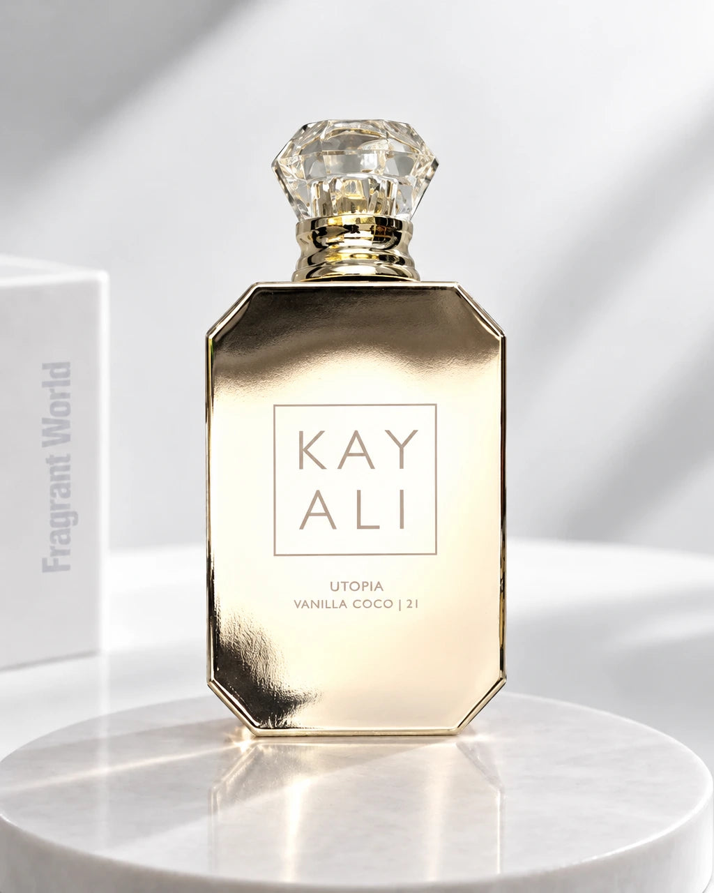 Kayali UTOPIA VANILLA COCO | 21 | Recreate @visual reference 2 exactly as it is but my fragrance instead of the one in it, very naturally.