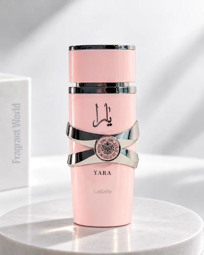 Lattafa Perfumes YARA | Recreate @visual reference 2 exactly as it is but my fragrance instead of the one in it, very naturally.