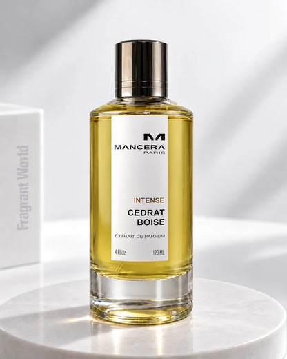 Mancera CEDRAT BOISE INTENSE | Recreate @visual reference 2 exactly as it is but my fragrance instead of the one in it, very naturally.
