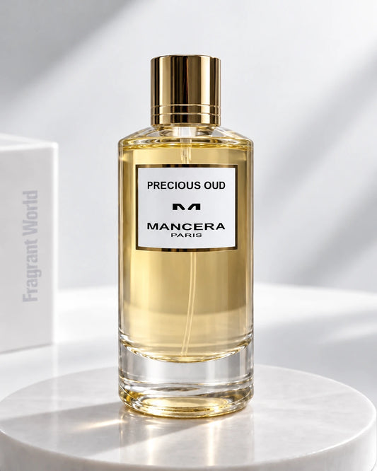 Mancera PRECIOUS OUD | Recreate @visual reference 2 exactly as it is but my fragrance instead of the one in it, very naturally.