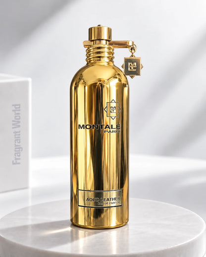 Montale AOUD LEATHER | Recreate @visual reference 2 exactly as it is but my fragrance instead of the one in it, very naturally.