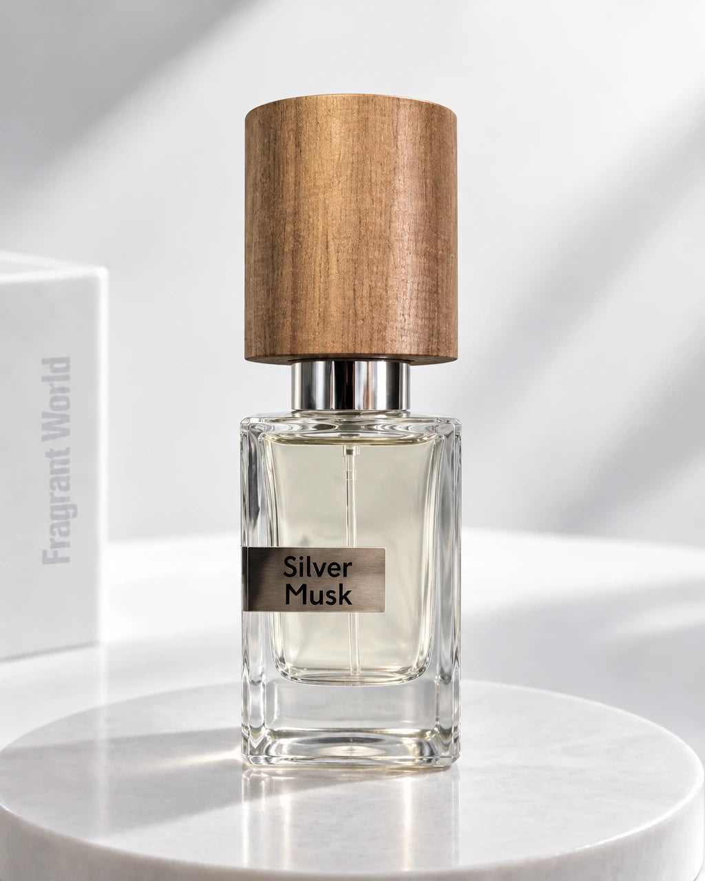 Nasomatto SILVER MUSK | Recreate @visual reference 2 exactly as it is but my fragrance instead of the one in it, very naturally.