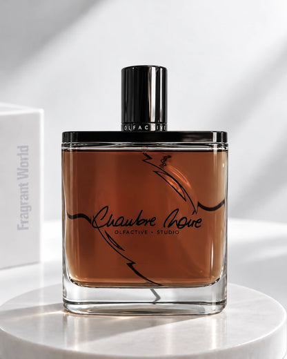 Olfactive Studio CHAMBRE NOIRE | Recreate @visual reference 2 exactly as it is but my fragrance instead of the one in it, very naturally.