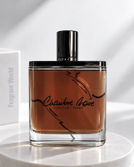 Olfactive Studio CHAMBRE NOIRE | Recreate @visual reference 2 exactly as it is but my fragrance instead of the one in it, very naturally.