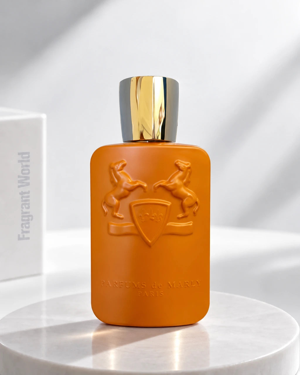 Parfums de Marly ALTHAIR | Recreate @visual reference 2 exactly as it is but my fragrance instead of the one in it, very naturally.