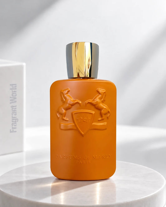 Parfums de Marly ALTHAIR | Recreate @visual reference 2 exactly as it is but my fragrance instead of the one in it, very naturally.