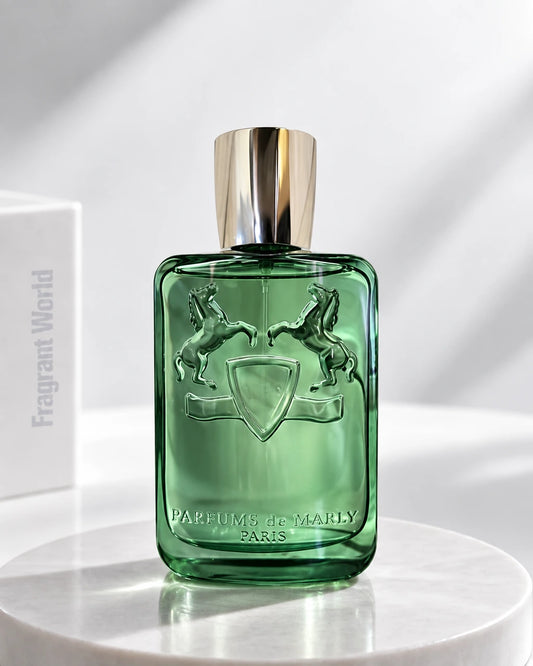 Parfums de Marly GREENLEY | Recreate @visual reference 2 exactly as it is but my fragrance instead of the one in it, very naturally.
