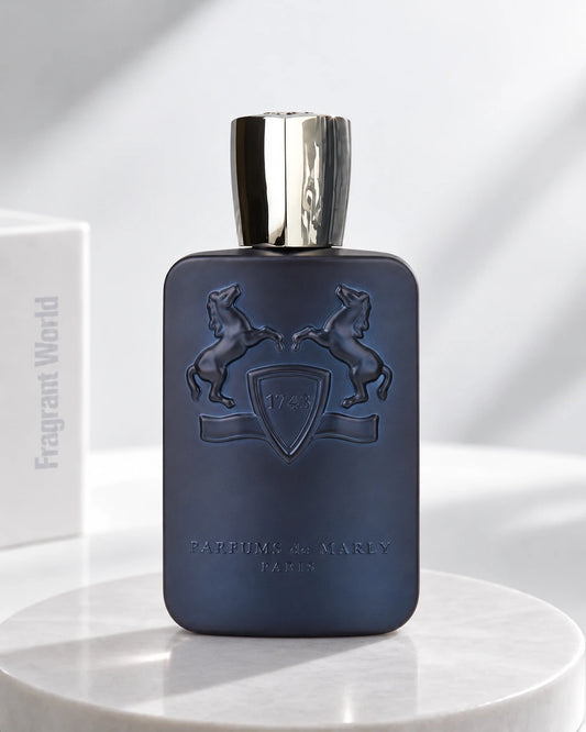 Parfums de Marly LAYTON | Recreate @visual reference 2 exactly as it is but my fragrance instead of the one in it, very naturally.