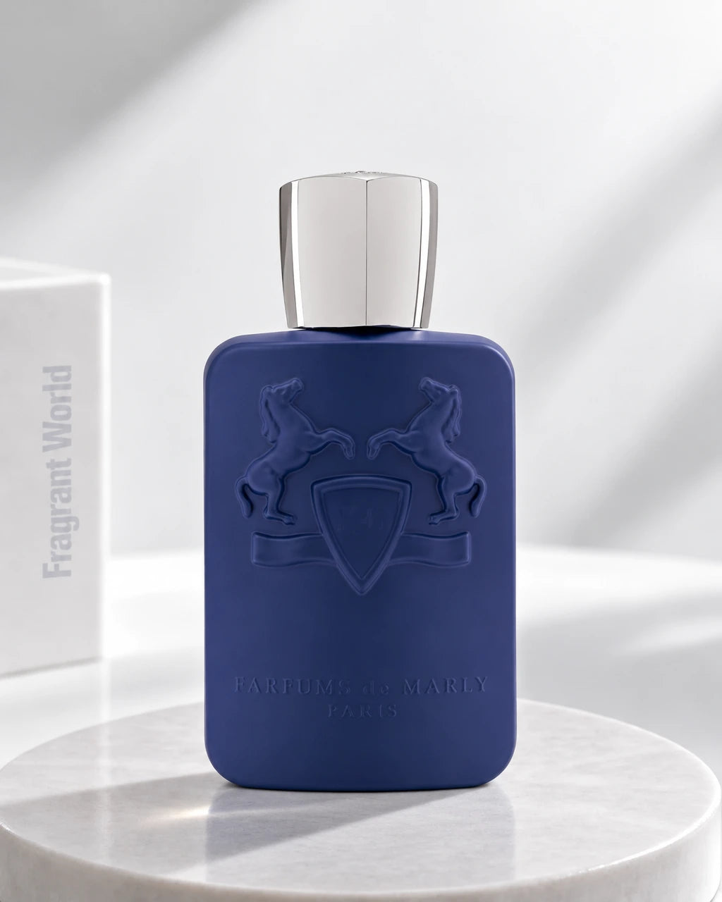 Parfums de Marly PERCIVAL | Recreate @visual reference 2 exactly as it is but my fragrance instead of the one in it, very naturally.