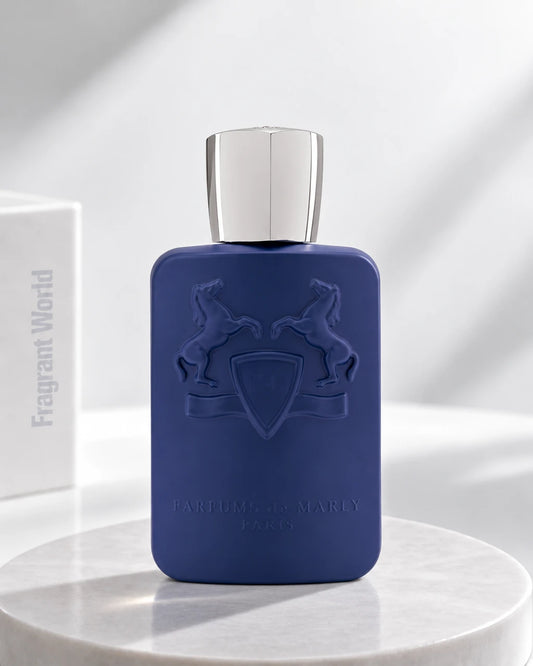 Parfums de Marly PERCIVAL | Recreate @visual reference 2 exactly as it is but my fragrance instead of the one in it, very naturally.