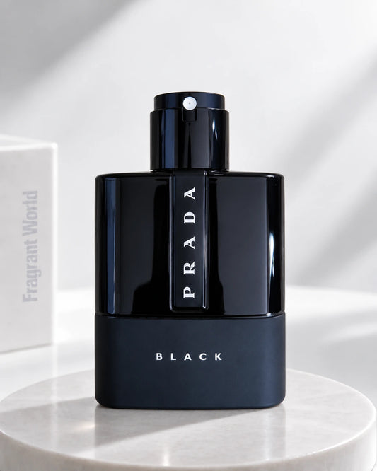 Prada LUNA ROSSA BLACK | Recreate @visual reference 2 exactly as it is but my fragrance instead of the one in it, very naturally.