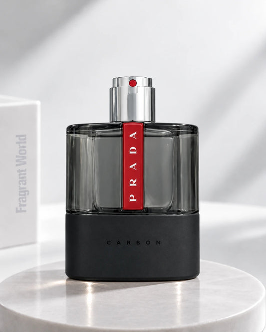 Prada LUNA ROSSA CARBON | Recreate @visual reference 2 exactly as it is but my fragrance instead of the one in it, very naturally.
