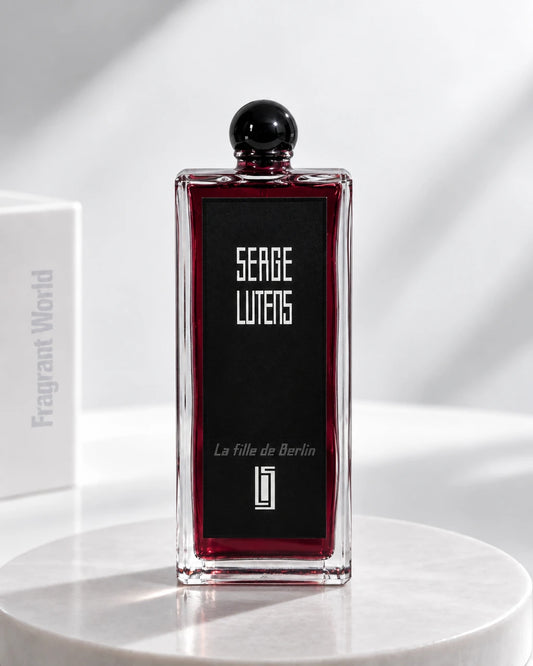Serge Lutens LA FILLE DE BERLIN | Recreate @visual reference 2 exactly as it is but my fragrance instead of the one in it, very naturally.