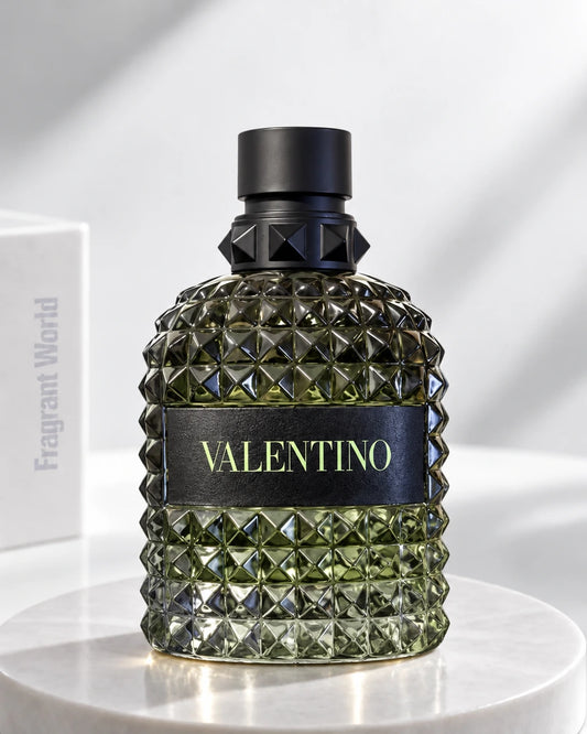 Valentino UOMO BORN IN ROMA GREEN STRAVAGANZA | Recreate @visual reference 2 exactly as it is but my fragrance instead of the one in it, very naturally.