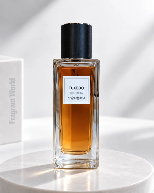 YSL "Le Vestiaire des Parfums" TUXEDO | Recreate @visual reference 2 exactly as it is but my fragrance instead of the one in it, very naturally.