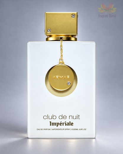 Armaf CLUB DE NUIT WHITE IMPÉRIALE em fundo cinzento