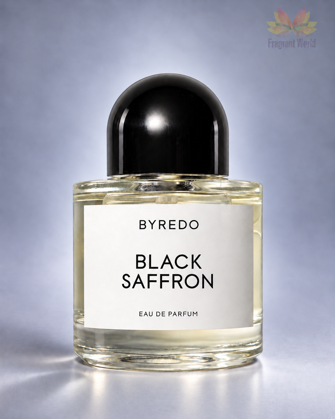 Byredo BLACK SAFFRON EDP sobre fundo cinzento