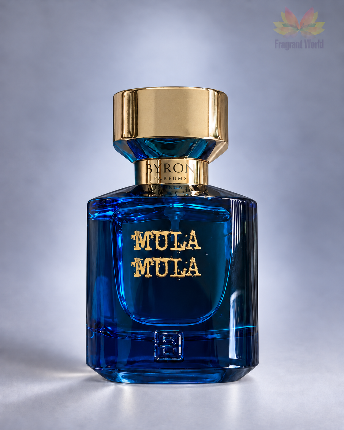 Byron Parfums Mula Mula em fundo cinzento